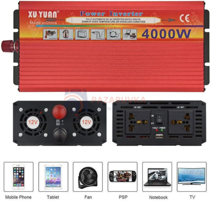 МОЩЕН ИНВЕРТОР UKC 4000W 12V / 220V – ВИСОКА ИЗХОДНА МОЩНОСТ И НАДЕЖДНОСТ