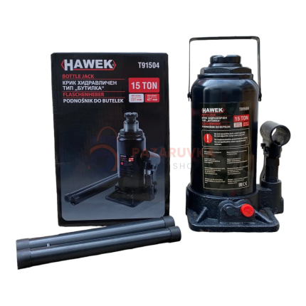 ХИДРАВЛИЧЕН КРИК ТИП БУТИЛКА 15 ТОНА HAWEK