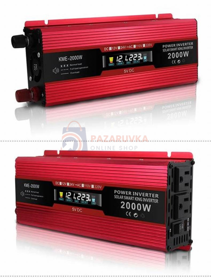 ИНВЕРТОР НА НАПРЕЖЕНИЕ С ДИСПЛЕЙ UKC KC-2000D 12V – 220V, 2000W