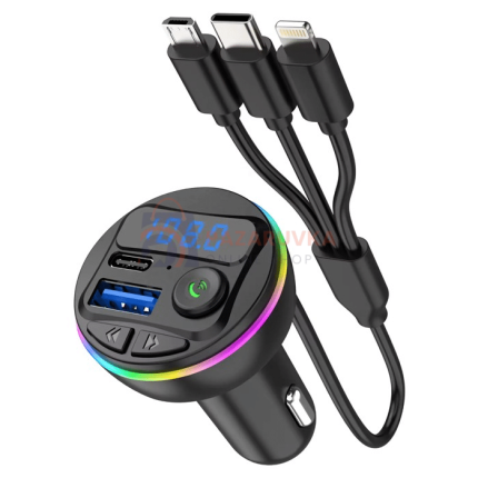 СТИЛЕН LED ТРАНСМИТЕР С БЕЗЖИЧНА BLUETOOTH ВРЪЗКА И FM ПРЕДАВАТЕЛ 5В1