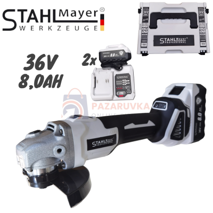 НЕМСКИ БЕЗЧЕТКОВ АКУМУЛАТОРЕН ЪГЛОШЛАЙФ STAHLMAYER 125 ММ 36V