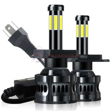 300W LED КРУШКИ ЗА ФАРОВЕ 8LED – H4, 6000K, 12V | КОМПЛЕКТ 2 БРОЯ