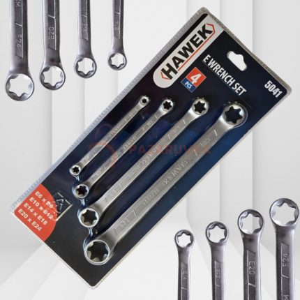 КЛЮЧОВЕ E-TORX В КОМПЛЕКТ ОТ 4 БРОЯ В БЛИСТЕР HAWEK – ИДЕАЛНИ ЗА ПРЕЦИЗНО РЕМОНТИРАНЕ.