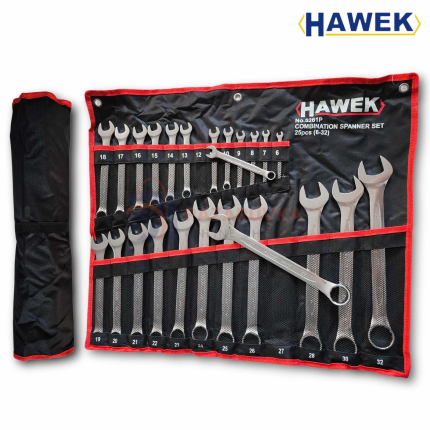 КОМПЛЕКТ ЗВЕЗДОГАЕЧНИ КЛЮЧОВЕ HAWEK – 25 ЧАСТИ (6-32ММ)
