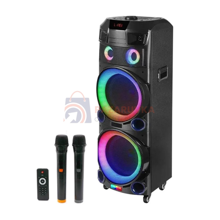 ПРОФЕСИОНАЛНА СВЕТЕЩА КАРАОКЕ ТОНКОЛОНА WGY-1222 – 2X10 ИНЧА МОЩЕН ЗВУК И LED ОСВЕТЛЕНИЕ