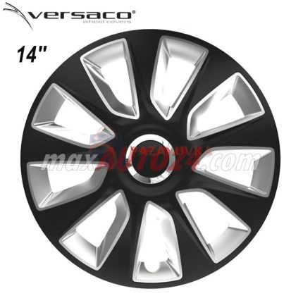 ТАСОВЕ ЗА ДЖАНТИ 14" STRATOS RC BLACK / SILVER – КОМПЛЕКТ 4 БРОЯ
