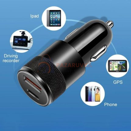 БЪРЗО ЗАРЕЖДАЩ АДАПТЕР – МОДЕЛ 1851688 С ДВА ПОРТА (USB + TYPE-C)