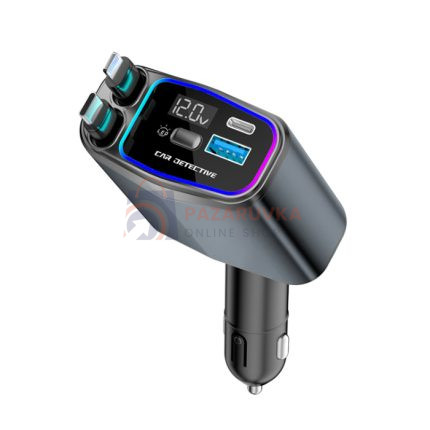 АДАПТЕР С ВГРАДЕН ВОЛТМЕТЪР, LIGHTNING + TYPE-C КАБЕЛИ И TYPE-C ПОРТ – МОДЕЛ 46098 / PG455