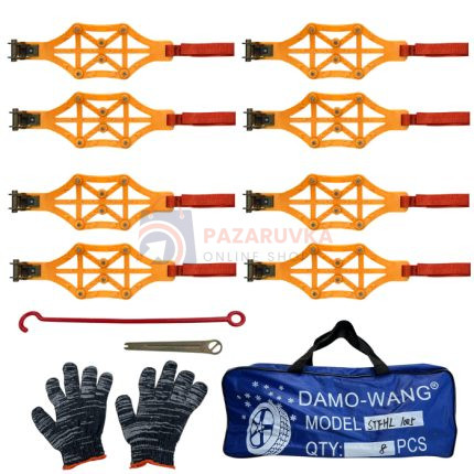 КОМПЛЕКТ ОТ 8 БРОЯ PVC ВЕРИГИ ЗА СНЯГ С МЕТАЛНИ ШИПОВЕ – МОДЕЛ: 08059 / PA1209