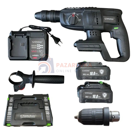 АКУМУЛАТОРЕН БЕЗЧЕТКОВ ПЕРФОРАТОР 36V 10Ah С 2 ПАТРОННИКА – StahlMayer Black XR