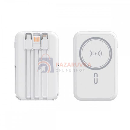 NJ23 PD 22.5W MAGSAFE ПРЕНОСИМО ЗАРЯДНО С LED ИНДИКАТОР (БЯЛ) – 5,000MAH / БЕЗЖИЧНО ЗАРЕЖДАНЕ