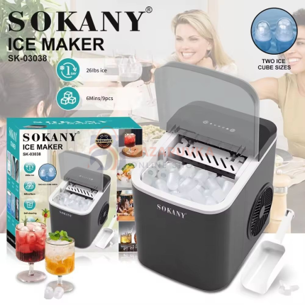ЛЕДОГЕНЕРАТОР SOKANY SK-03038 – ДО 12 КГ ЛЕД НА ДЕН, ГОТОВ ЗА 6 МИНУТИ