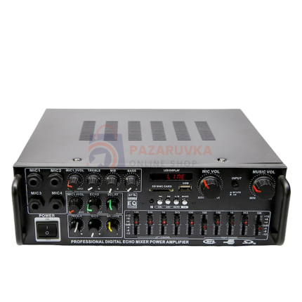 BLUETOOTH УСИЛВАТЕЛ HIFI – 150W, ДВУКАНАЛЕН, 12V/220V, ЧЕРЕН