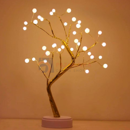 НОЩНА ЛАМПА SELLING DEPOT – ДЪРВО С ПЕРЛИ, LED, ТОПЛА СВЕТЛИНА, ЗЛАТИСТО