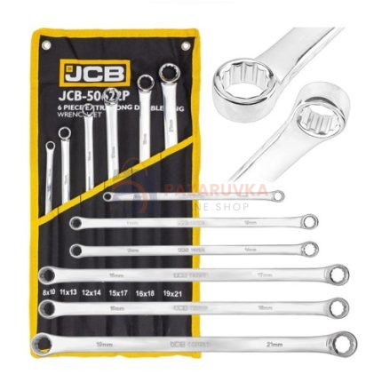 КОМПЛЕКТ ДЪЛГИ ПРАВИ (УДЪЛЖЕНИ) ЗВЕЗДОГАЕЧНИ КЛЮЧОВЕ JCB 8–21 ММ – 6 ЧАСТИ