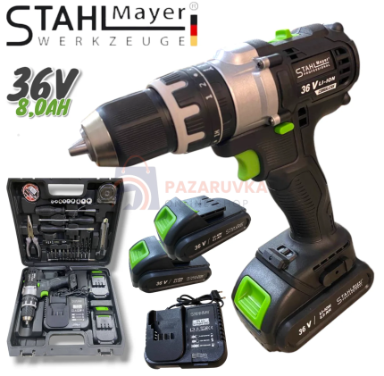 АКУМУЛАТОРЕН УДАРЕН ВИНТОВЕРТ STAHLMAYER BLACK XR 36V 8,0AH + 40 ЧАСТИ – ГАРАНЦИЯ 24 МЕСЕЦА