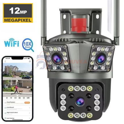 12MP PTZ WIFI 4K ВЪНШНА КАМЕРА С ТРОЕН ОБЕКТИВ И 10X ZOOM