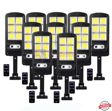 КОМПЛЕКТ 10 БР. LED COB СОЛАРНИ СЕНЗОРНИ ЛАМПИ 1200W С ДИСТАНЦИОННО УПРАВЛЕНИЕ