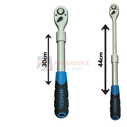УДЪЛЖАВАЩА ТЕЛЕСКОПИЧНА ТРЕСЧОТКА 1/2″ HAWEK HW-802433 (300–440 ММ, 72 ЗЪБА)