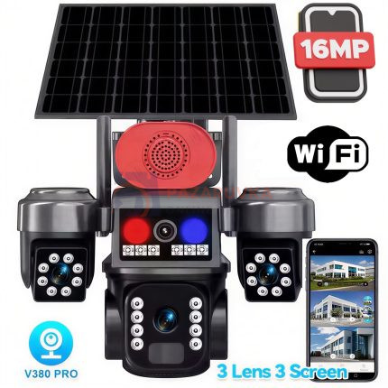 СОЛАРНА ОХРАНИТЕЛНА КАМЕРА SUNVISION – 16 MP, 3 ОБЕКТИВА, WI-FI