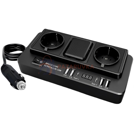 ПРЕОБРАЗУВАТЕЛ НА НАПРЕЖЕНИЕ 12V/24V КЪМ 220V – 200W С USB, TYPE-C И ДИГИТАЛЕН ДИСПЛЕЙ