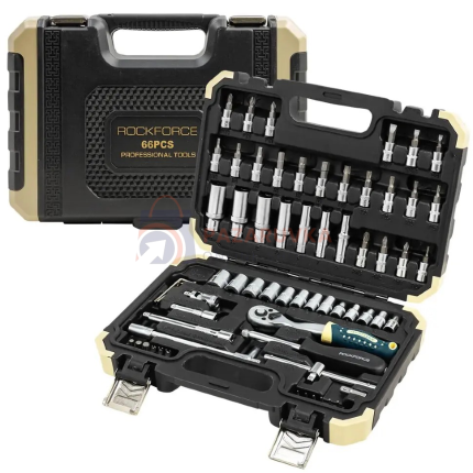 КОМПЛЕКТ ВЛОЖКИ И БИТОВЕ ROCKFORCE 1/4″ – 66 ЧАСТИ