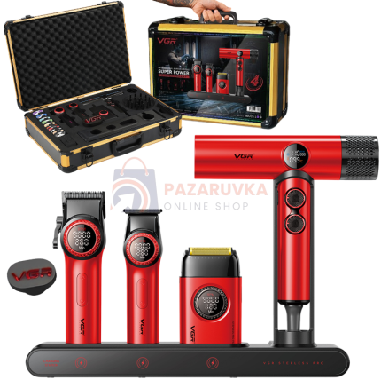 PREMIUM BARBER КОМБО VGR – ПЪЛЕН ПРОФЕСИОНАЛЕН КОМПЛЕКТ ЗА БАРБЕРИ И ФРИЗЬОРИ