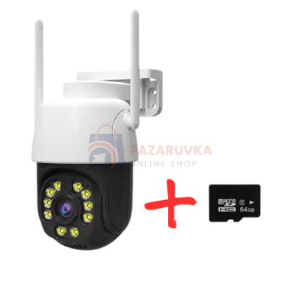 ВЪНШНА ВЪРТЯЩА WIFI КАМЕРА LYLU 10MP (iCsee) + SD КАРТА 64GB