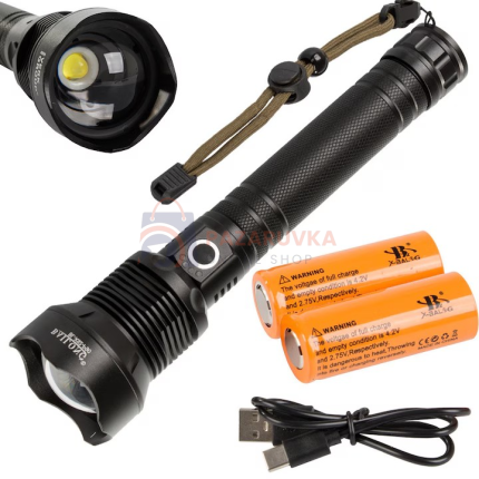 МОЩЕН ТАКТИЧЕСКИ LED ФЕНЕР XHP90 – P90 USB ПРОЖЕКТОР