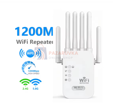 WIFI УСИЛВАТЕЛ 1200 Mbps – ДВУЛЕНТОВ РЕПИТЪР С 6 АНТЕНИ (2.4GHz / 5GHz)