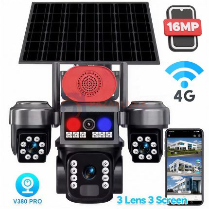 СОЛАРНА 4G SIM ОХРАНИТЕЛНА КАМЕРА SUNVISION – 16MP, 3 ОБЕКТИВА, АВТОНОМНА