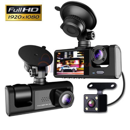 ВИДЕОРЕГИСТРАТОР 3 В 1 FULL HD – ПРЕДНА, ВЪТРЕШНА И ЗАДНА КАМЕРА